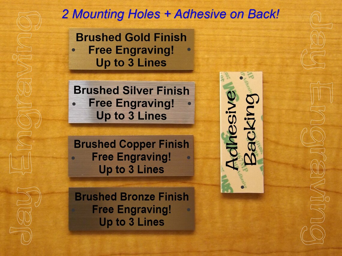 Custom Engraved 1x3 Plate W/ Mounting Holes Adhesive Backing - Etsy
