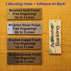 Custom Engraved 1x3 Plate w/ Mounting Holes + Adhesive Backing Sign Plaque | Wall Door Placard Personalized | Brushed Finish Buck Deer Buck