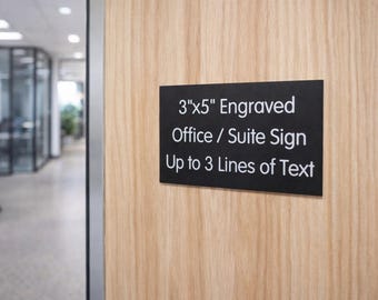 Custom Engraved 3x5 Beige Office Sign | Name Plate Personalized Wall