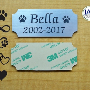 Custom Engraved Pet Memorial Name Plaque | Silver Plate In Memory of Cats Dogs Pets Urn Ash Box Personalized Engraving Cat Dog Tag Custom