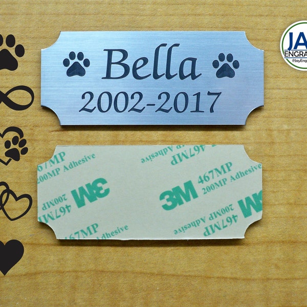Custom Engraved Pet Memorial Name Plaque | Silver Plate In Memory of Cats Dogs Pets Urn Ash Box Personalized Engraving Cat Dog Tag Custom