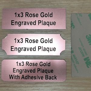 Custom Engraved 1x3 Rose Gold Plaque with Adhesive Backing | Personalized Customized Pet Memorial Funeral Plaque Memory of Urn Ashes Mom Dad