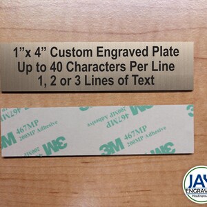 Custom Engraved 1x4 Gold Plate w/ Adhesive Back | Suite Sign Plaque | Wall Door Placard Badge | Customized Personalized | Deer Trophy Memory