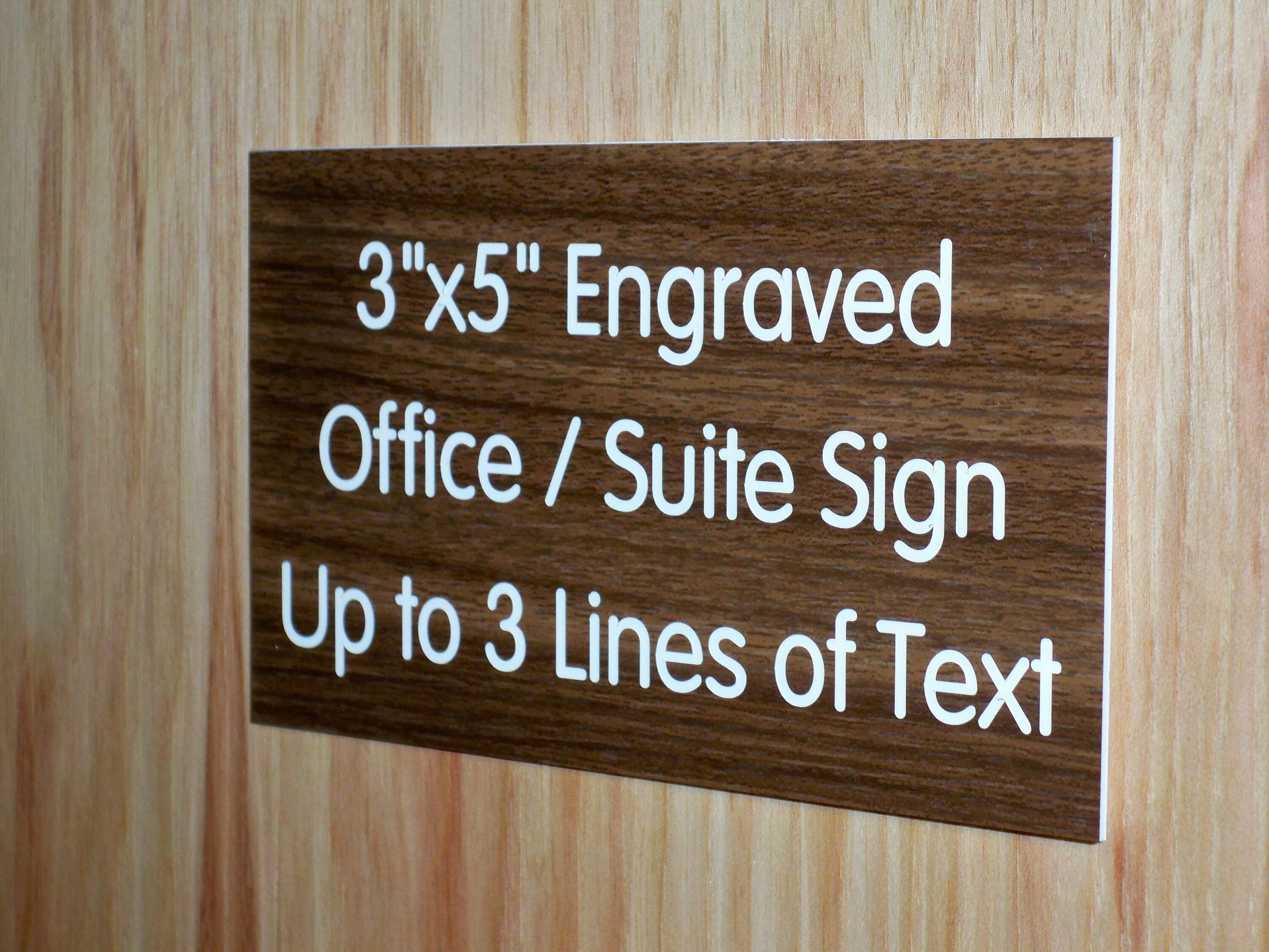 Custom Engraved 3x5 Woodgrain Finish Office Sign | Personalized Wall ...