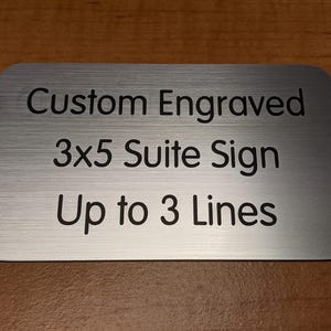 Custom Engraved 3x5 Office Sign | Brushed Silver Name Plate ...