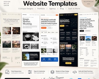 Portfolio Templates Website Bundle of 5  for Developers, Creatives and Agencies