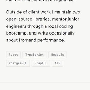 May include: A digital portfolio webpage for Alex Rivera featuring a black and white photograph of a person overlooking a sea of clouds, text detailing professional experience as a full-stack engineer, and a list of technical skills including React.