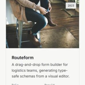 May include: A digital portfolio website for Alex Rivera featuring a header with the text Selected work, followed by four project cards titled Ledger, Northbeam Dashboard, Routeform, and a11y-lint, each displaying project details, roles, and results.