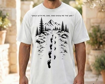 Following Dad’s Steps Shirt, Father’s Day Gift for Dad, Father Child Footprint T-Shirt, Minimalist Family Shirt, Comfort Color Unisex-1717