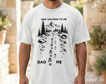 Following Dad’s Steps Shirt, Father’s Day Gift for Dad, Father Child Footprint T-Shirt,  Minimalist Family Shirt, Comfort Color Unisex-1717
