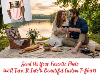 Custom Photo T-Shirt from Your Picture, Personalized Couple Beach Shirt, Send Your Photo, Custom Family Portrait Tee Unique Anniversary Gift