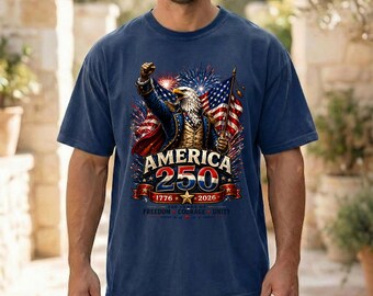 Eagle Patriotic Shirt, America 250 Tee, USA Flag Graphic T-Shirt, Freedom Lover Gift Comfort Color Unisex-1717
