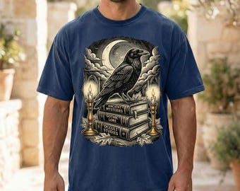 Vintage Halloween Shirt, Funny Crow T-Shirt, Crow Spooky Graphic Tee, Halloween Apparel, Retro Halloween, Crow, Comfort Color Unisex-1717