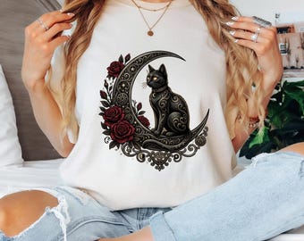 Vintage Halloween Shirt, Funny Halloween Black Cat T-Shirt, Halloween Black Cat Spooky Graphic Tee, Halloween Black Cat,ComfortColorUnisex17