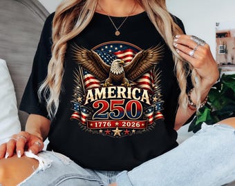 Eagle Patriotic Shirt, America 250 Tee, USA Flag Graphic T-Shirt, Freedom Lover Gift Comfort Color Unisex-1717