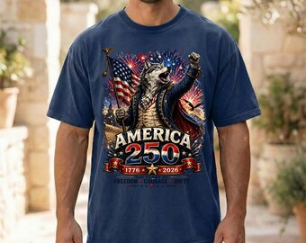 Wolf Patriotic Shirt, America 250 Tee, USA Flag Graphic T-Shirt, Freedom Lover Gift Comfort Color Unisex-1717