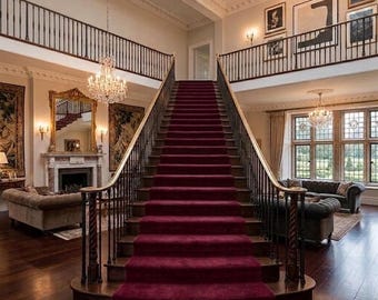Burgundy Stair Runner Rug, Handmade Tufted Stair Carpet, Custom Wool Stair Runner, Modern Hallway Runner, Non Slip Stair Rug