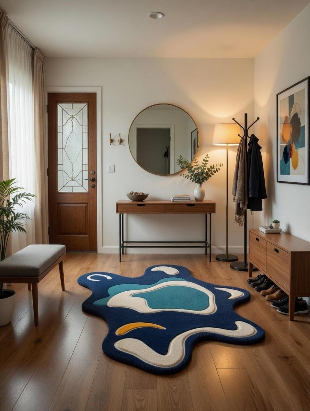 Abstract Navy Blue Tufted Rug – Handmade Modern Irregular Carpet - Etsy