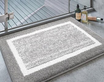 Simple and Stylish Absorbent Bath Mat, Large Bathroom Mat Non Slip, Machine Washable Bath Rug Mats for Bathroom Bathtub Shower