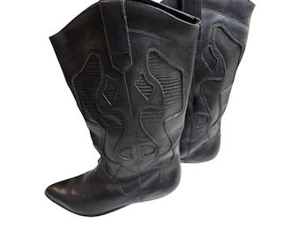 Vintage 1980er Jahre Mister Schuh von Markon Footwear Cowboy Stiefel aus Leder Gr. 9
