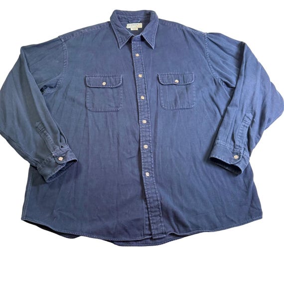 J.Crew, JCrew Utility Shirt XL Navy Blue Vintage 90s Cotton Workwear Button Up Oversized