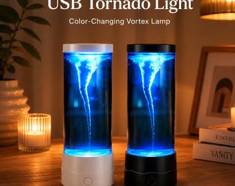 USB Tornado Light, Color Changing Vortex Lamp, 7 Color LED Bedside Desk Lamp, Relaxing Night Light, Unique Gift for Bedroom Decor