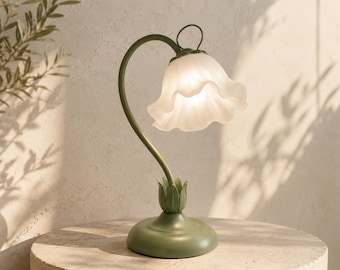 Lily of the Valley Flower Desk Lamp, Cottagecore Table Light, Scandinavian 3-Tone Adjustable Bedside Night Lamp
