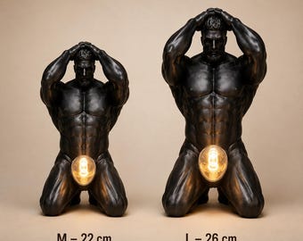 Bold Male Figure Table Lamp, Modern Body Sculpture Light, Artistic Statue Night Light, Desk Lamp for Office Bedroom Decor