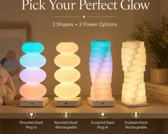 RGB Mood Lamp Color Changing Night Light, Touch Control Silicone Bedside Lamp, USB Rechargeable Nursery Bedroom Decor Gift