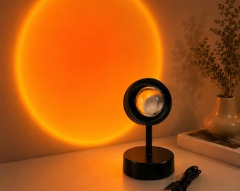 Sunset Lamp Projector, Cozy Room Decor Light, TikTok Aesthetic Bedroom Lamp, Warm Ambient Night Light, Gaming Setup Gift