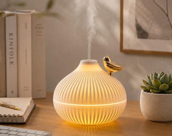 Gold Bird Essential Oil Diffuser, LED Aromatherapy Humidifier, Cozy Room Decor Night Light, Aesthetic Home Fragrance Gift