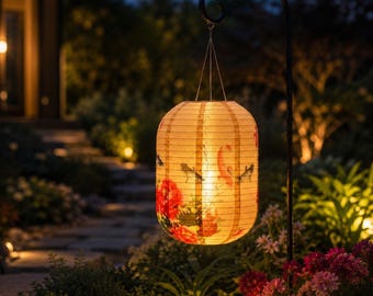 Lanterna solar japonesa em formato de carpa koi, 36 cm, à prova d'água, para pendurar no jardim, com LED amarelo quente, ideal para decoração de pátios e áreas externas, um presente perfeito para amantes de jardins.