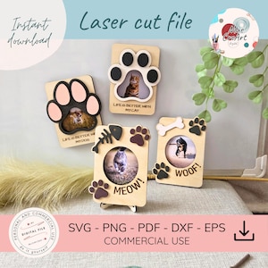 Pet Photo Frame SVG Bundle | Dog & Cat Magnetic Laser Cut Files