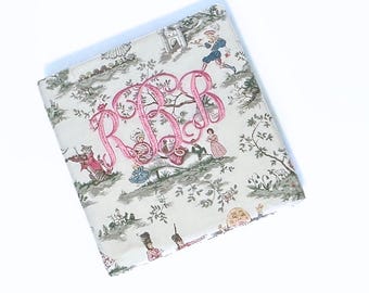 Personalized Baby Book, Monogrammed Fabric Binder, Fits 8.5x11 Inserts
