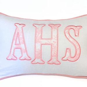 Initial Appliqué Monogram Pillow Cover: Personalized Nursery Decor, 12x20 in