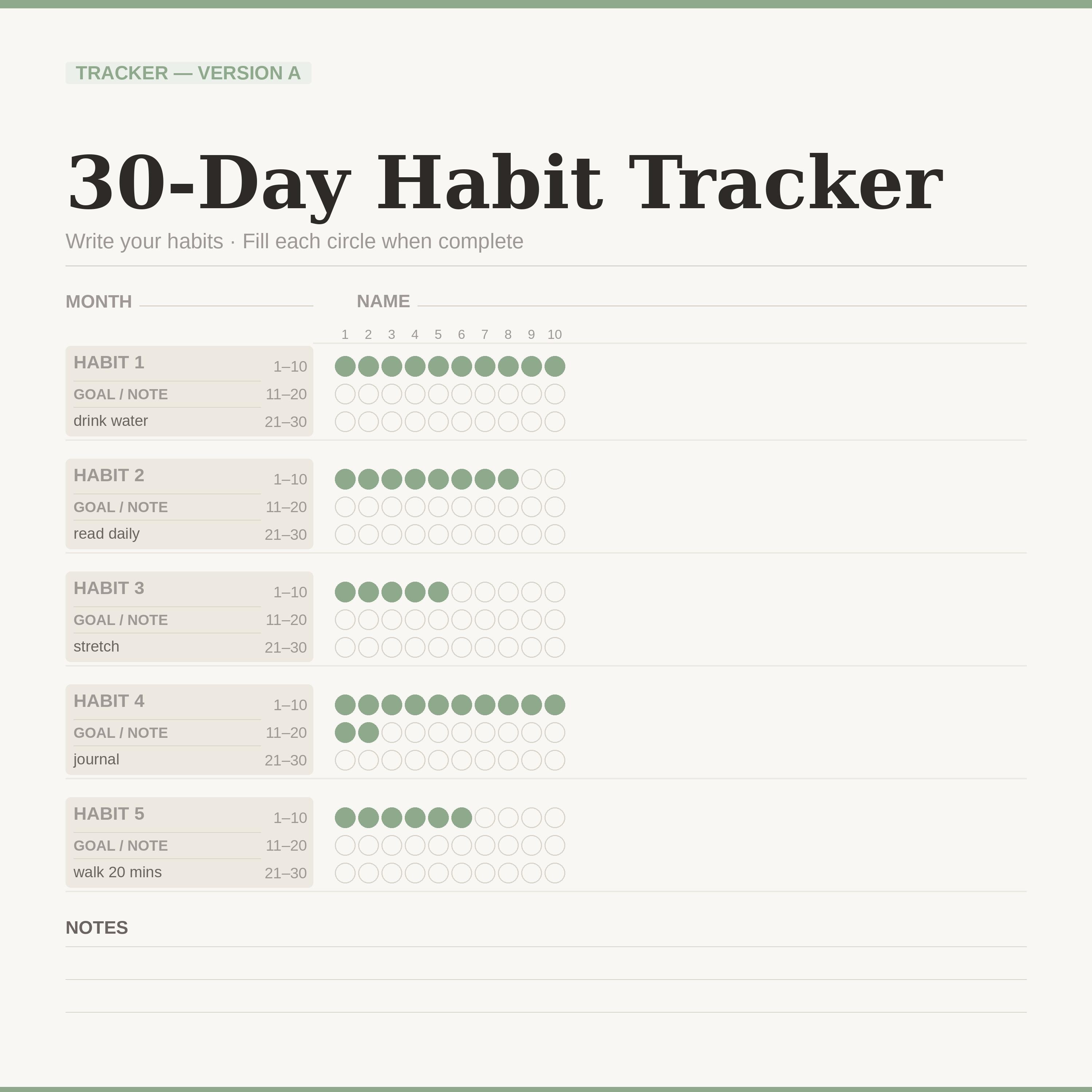 30 Day Habit Tracker Printable | Daily Routine Tracker | Self Care ...