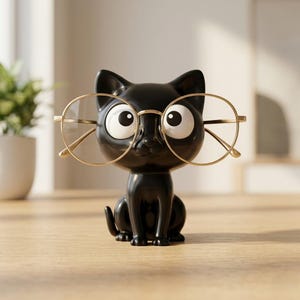 Stativ för kattglasögon, söt glasögonorganisatör, kattskrivbordsdekoration, solglasögonställ, present till kattälskare