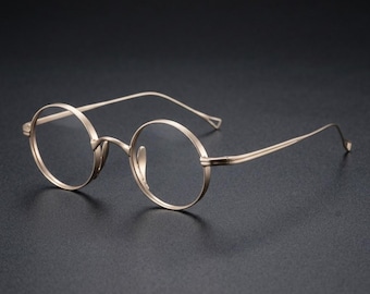 Japanese Round Glasses, Vintage Lightweight Eyewear, Handmade Retro Frames, Transparent Lens Fashion Glasses, Unisex Style