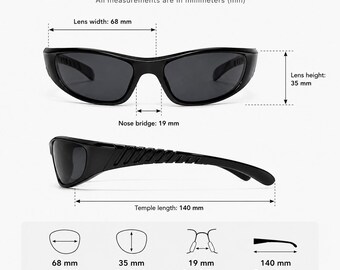 Authentic 90s Oval Sunglasses, Vintage Black Slim Wrap Shades, Y2K