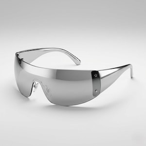 Gafas de sol grises tipo escudo, gafas envolventes futuristas estilo Y2K, gafas góticas minimalistas, gafas deportivas de lujo alternativas con protección UV400.