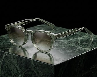 Green Transparent Glasses Y2K, Luxury Designer Eyewear, Retro Streetwear Frames, Cross Detail Unisex Fashion Glasses