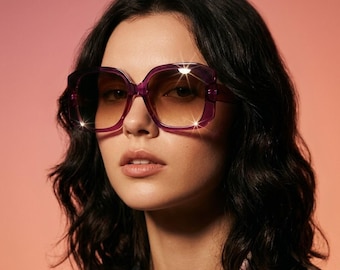 Oversized Hexagon Sunglasses 70s Vintage Style, Groovy Hippie Festival Shades, Retro UV400 Eyewear, LOLA Inspired Sunglasses