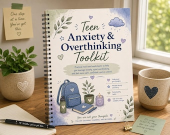 Trousse d'outils pour l'anxiété et la réflexion excessives chez les adolescents | Feuilles de travail sur la TCC, journal (téléchargement numérique)