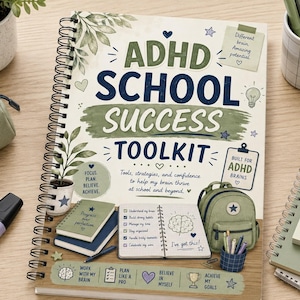 ADHD School Success Toolkit for Kids Ages 6–9 | Executive Function Workbook | Focus, Organization & Homework Skills Printable