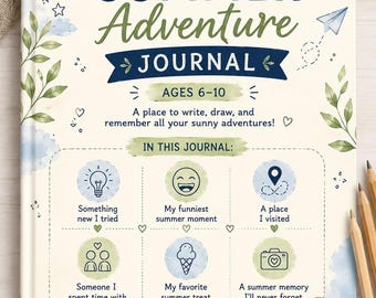 Journal d'aventures estivales pour enfants – 6-10 ans, cahier d'activités (PDF imprimable)