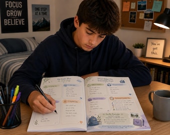Cahier d'exercices sur le divorce chez les adolescentes | Two Homes, journal d'adaptation émotionnelle (PDF imprimable)