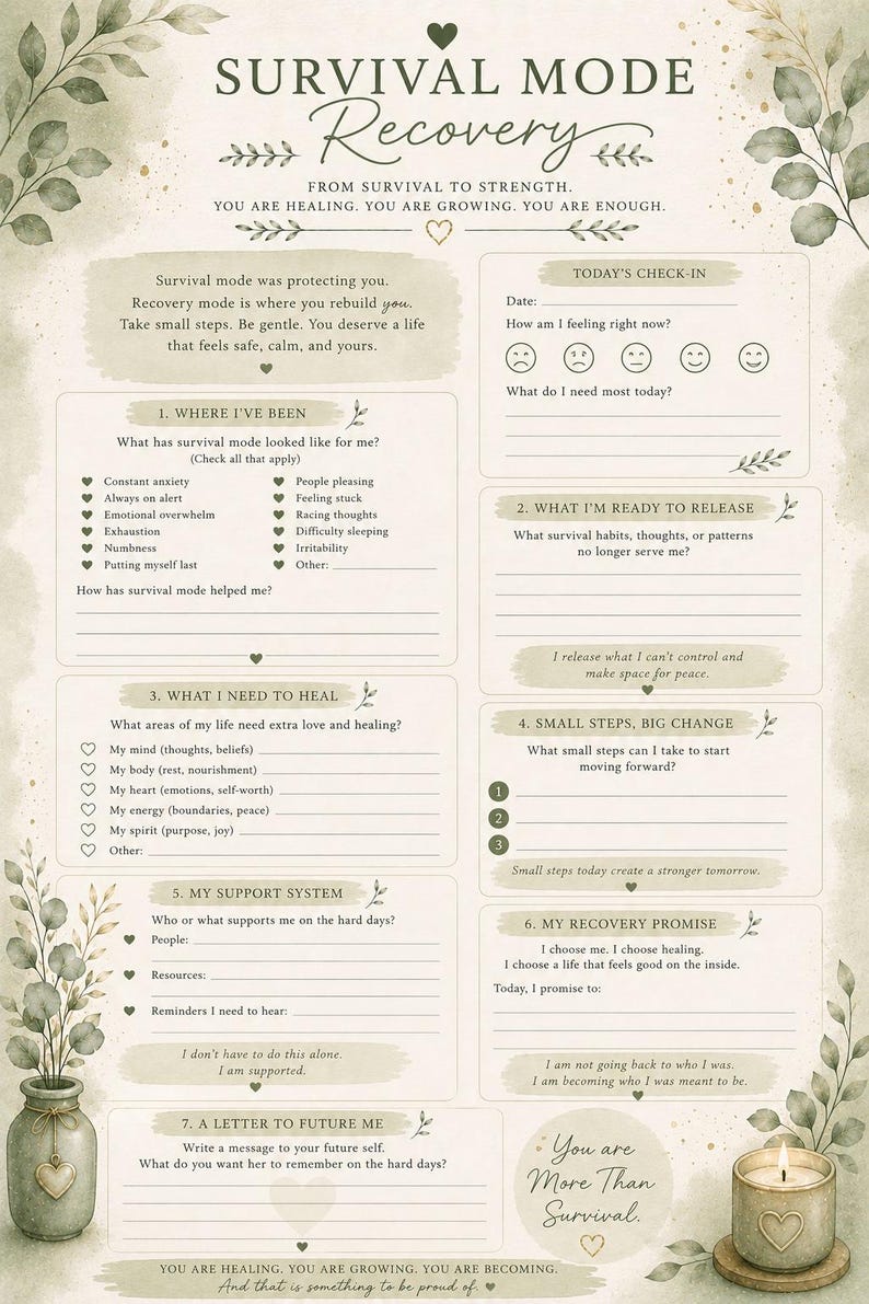 Isolation Recovery Worksheet.pdf Survival Mode Recovery Worksheet | Trauma Healing & Nervous System ...