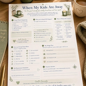 When My Kids Are Away Worksheet | Custody Transition Anxiety Support (Digital Download)