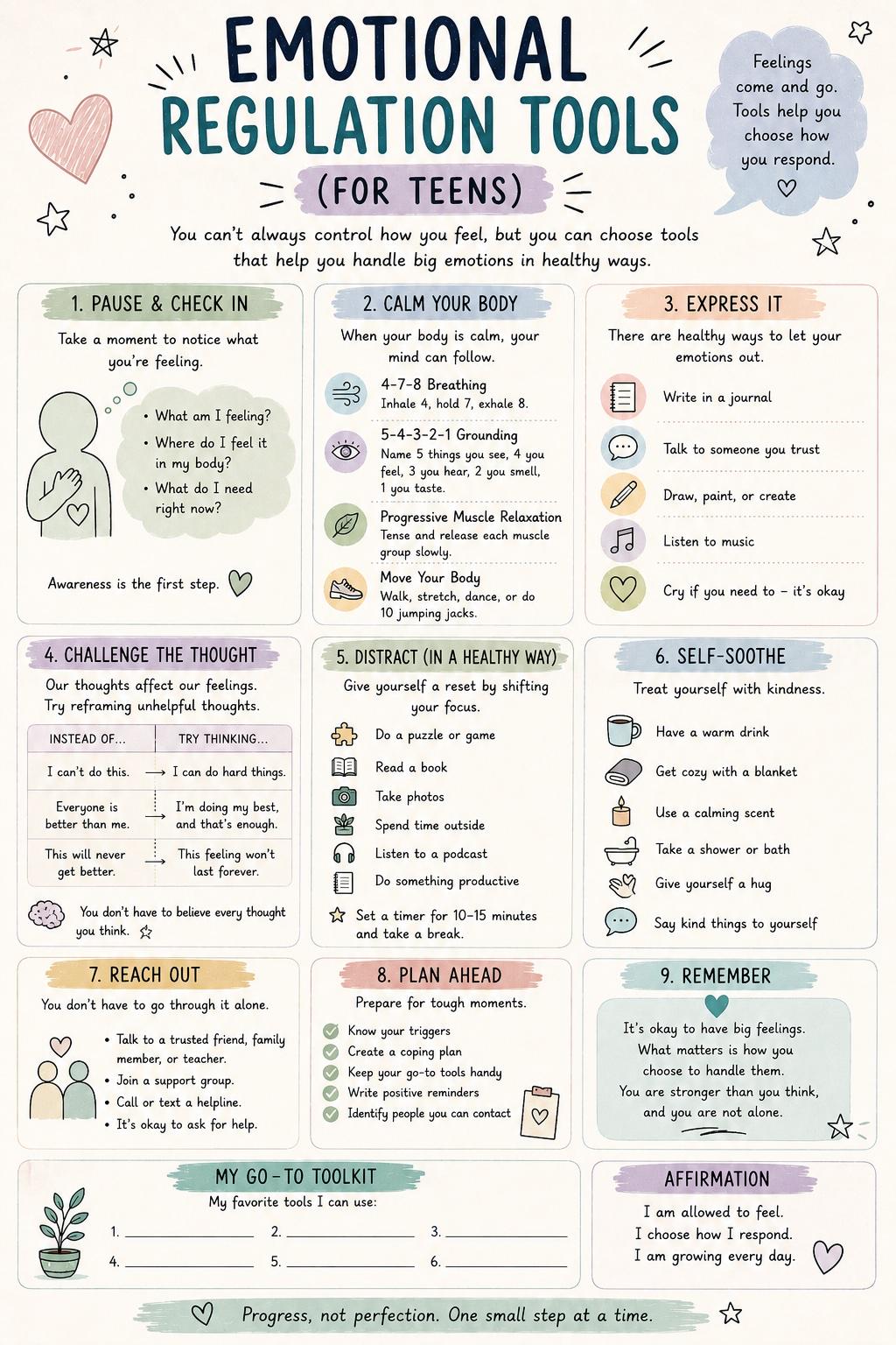 Emotional Regulation Tools for Teens | Coping Skills Reference Sheet ...