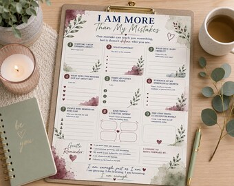 Teen Self-Compassion Worksheet | CBT Reflection Journal (PDF Download)